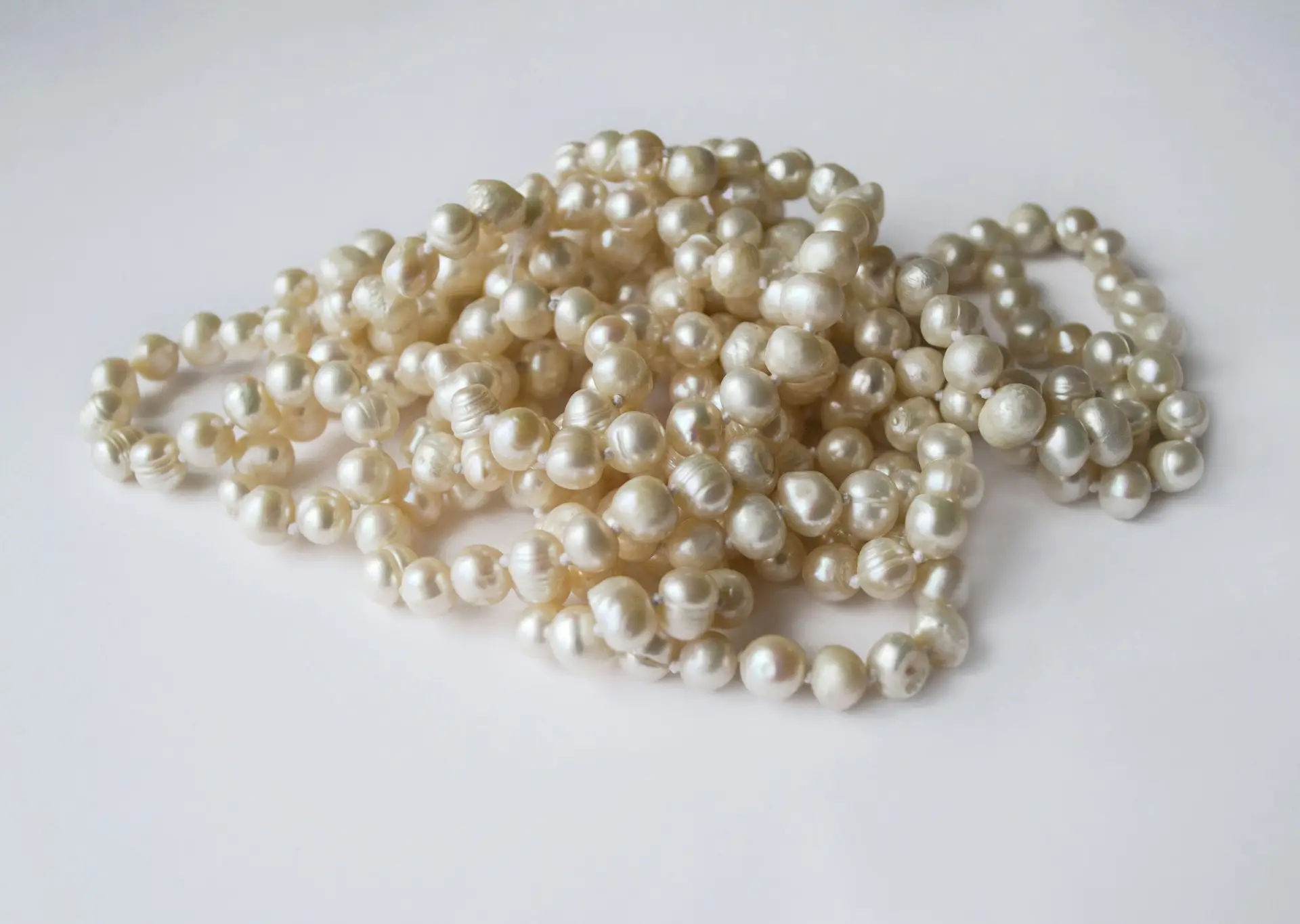 Close-up of lustrous pearls