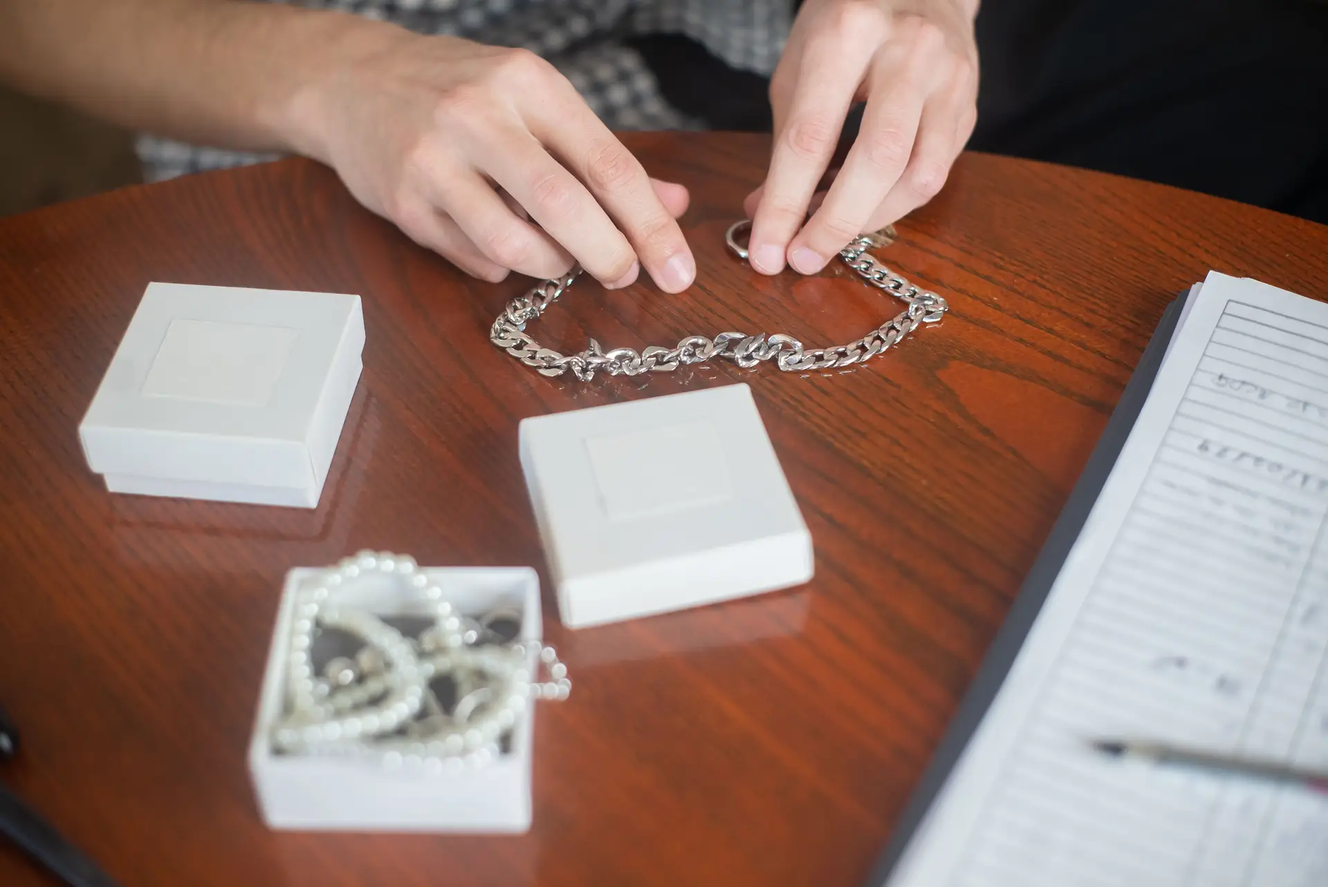 Elegant jewelry packaging with silver chain